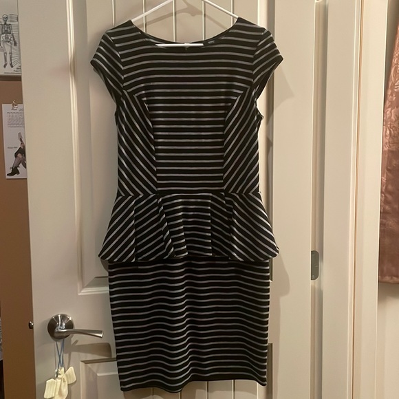 Black and Grey Peplum Dress - Picture 1 of 4